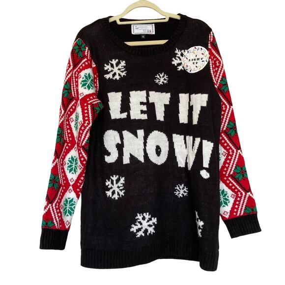 Blinking Lights Color Changing Christmas Sweater With Holiday Junior Size 2X NEW - Picture 1 of 16